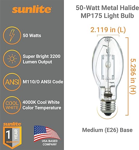 Miniatura 2 de Sunlite Lámpara de halogenuros metálicos protegidos M110O 50W Transparente