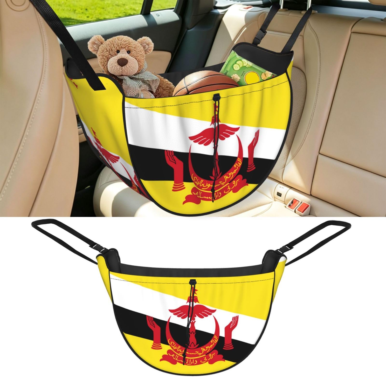Cntdbu Black Flag Of Brunei Car Seat Organizer-Backseat Storage Bag For Travel