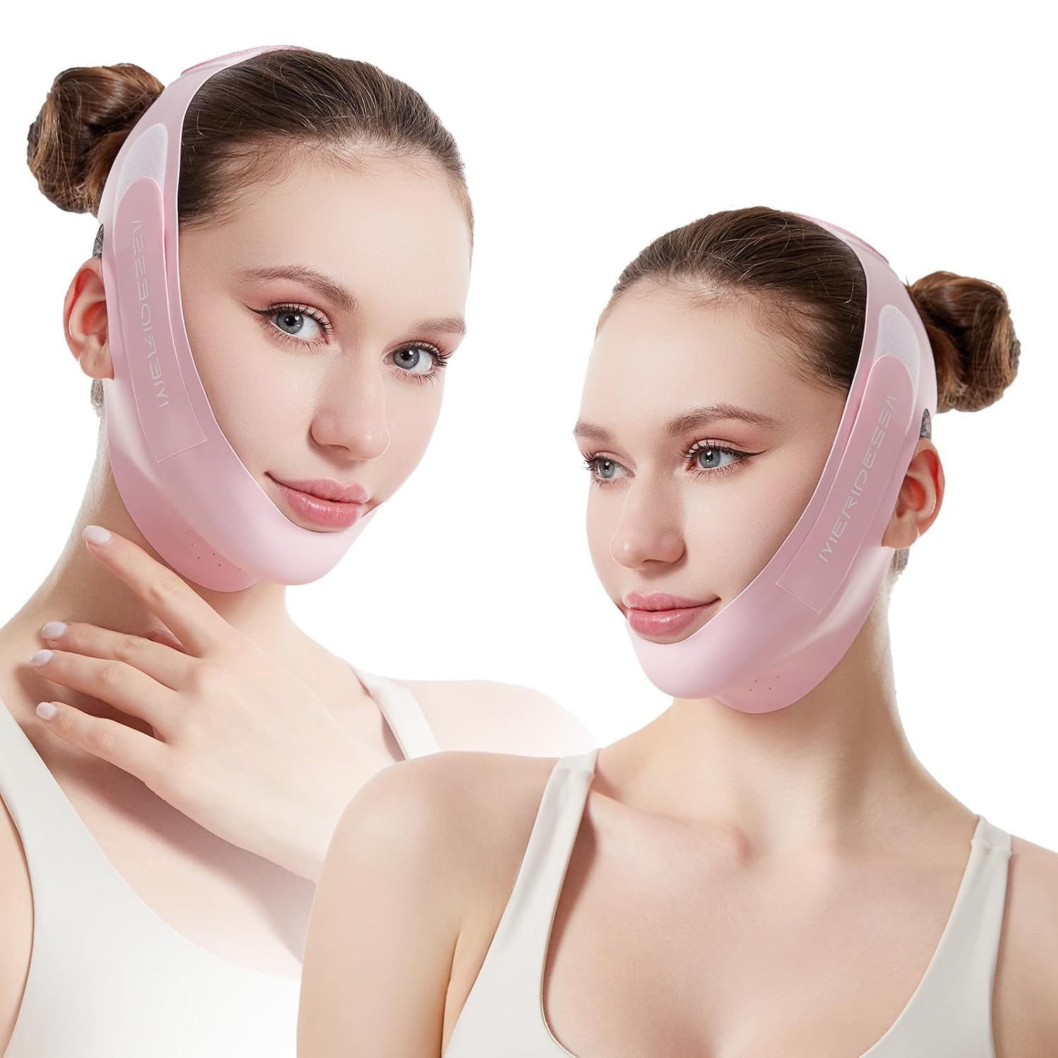 V-Lift Pro V-Line Lifting Face Mask - Anti-Wrinkle & Face Contouring Wearable Band, Double Chin Reducer for Sculpted Jawline, Seamless Design with Breathable Fabric (Pink)