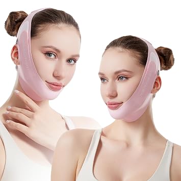 V-Lift Pro V-Line Lifting Face Mask - Anti-Wrinkle & Face Contouring Wearable Band, Double Chin Reducer for Sculpted Jawline, Seamless Design with Breathable Fabric Pink