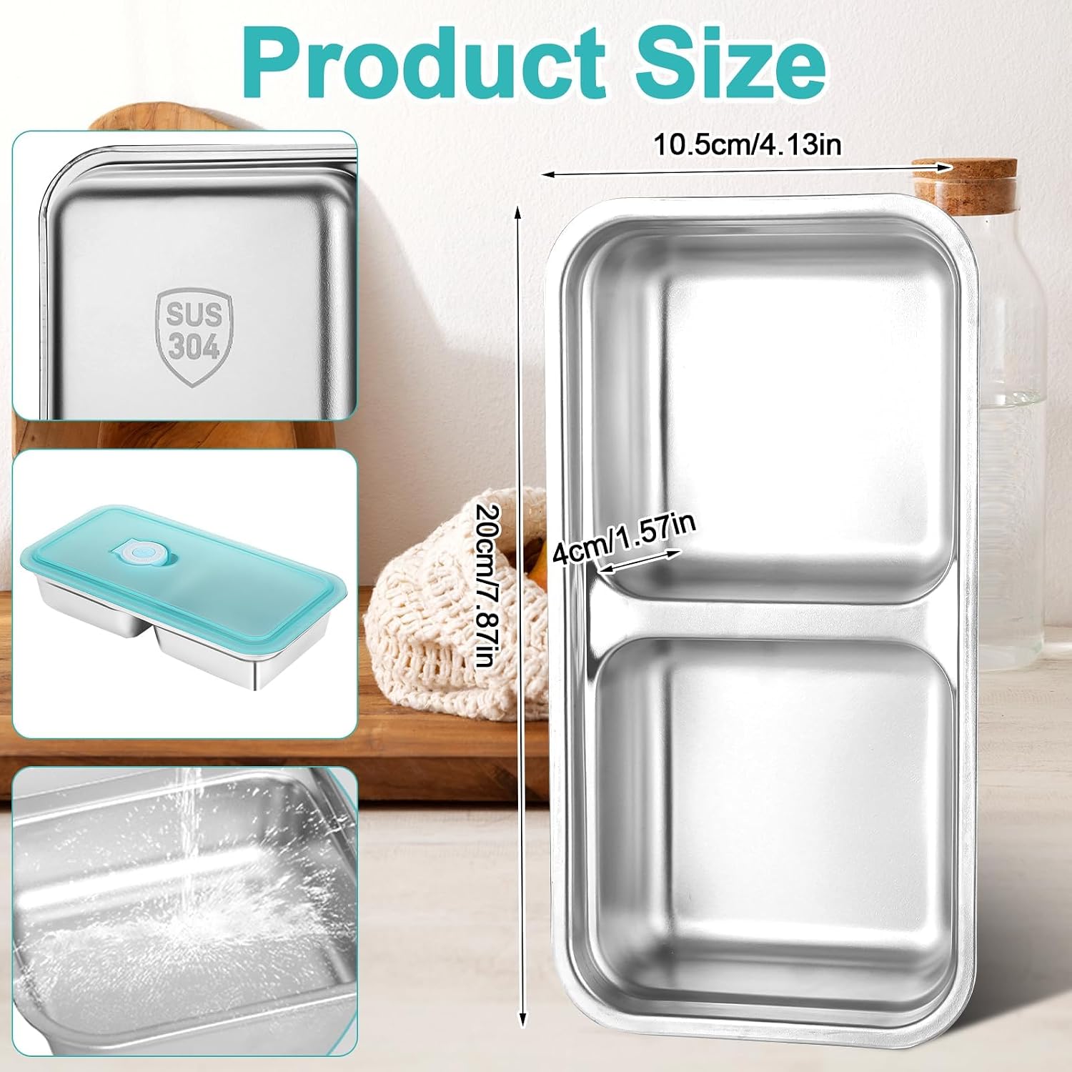 8 Pack Stainless Steel Snack Containers with Lids 2-Compartment Reusable Food Storage Grab and Go Meal Prep Containers for Adults Lunch Boxes School Office Travel Camping image 2