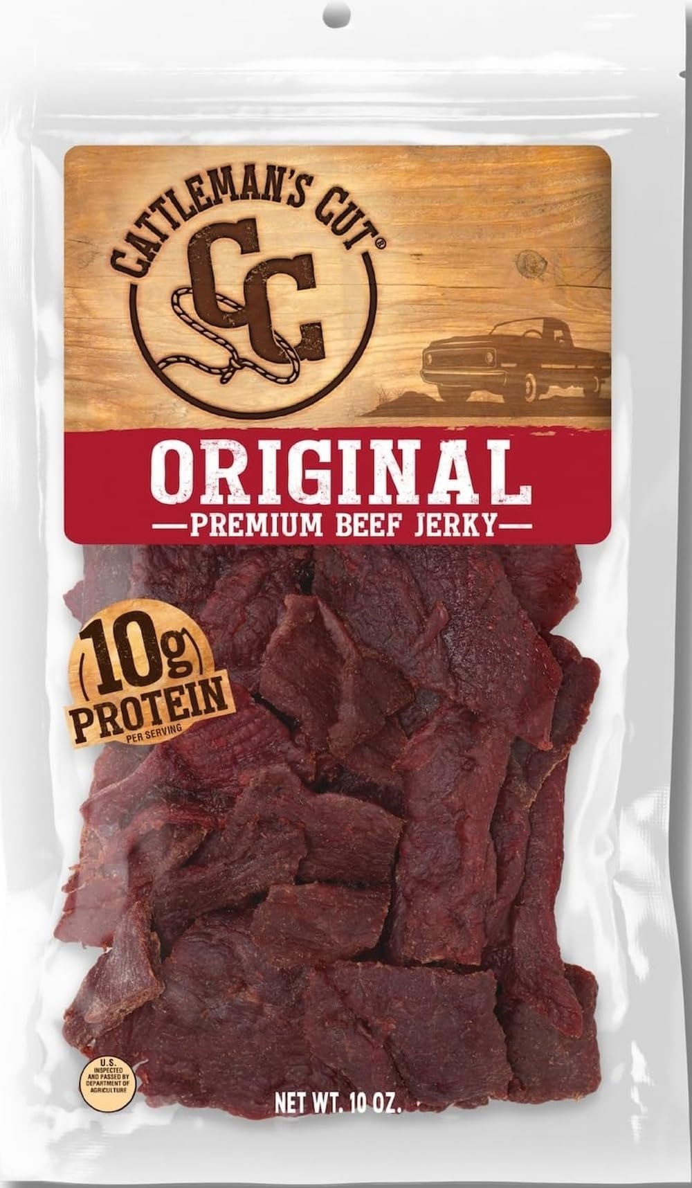 Original Beef Jerky, Premium Marinated Steak High Protein Meat Snacks, Keto Friendly, Gluten Free, Carnivore Travel Snack, Resealable Bag, 10 Ounces