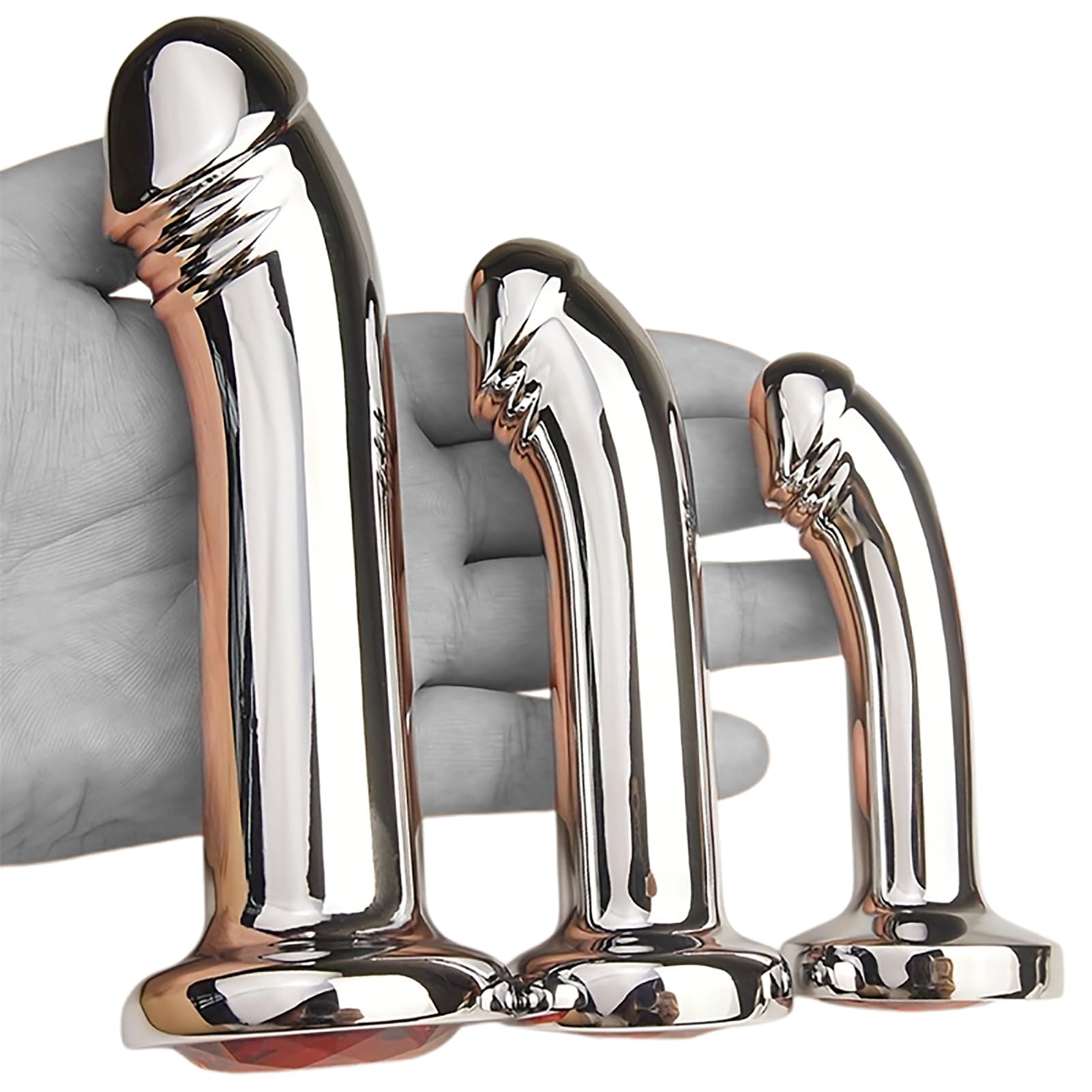 Anal Training Sets with Crystal Base, 3 Sizes Stainless Steel Butt Plug Set for Beginners, Metal Anal Toys Kit for Men Women Couples