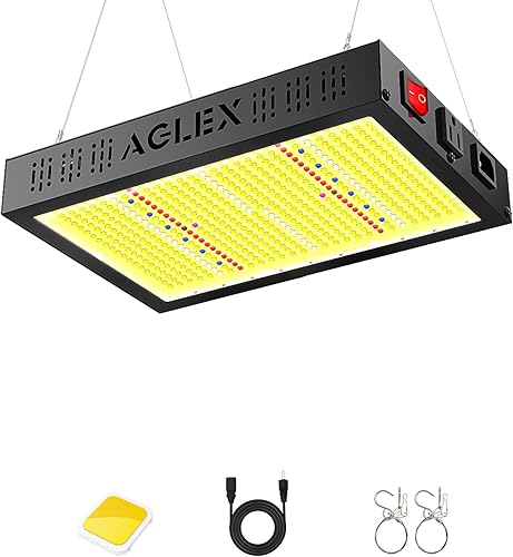 AGLEX E1200 Luz LED de crecimiento, luz de crecimiento de espectro completo con diodo UV IR, luces de cultivo para plantas de interior con cadena de
