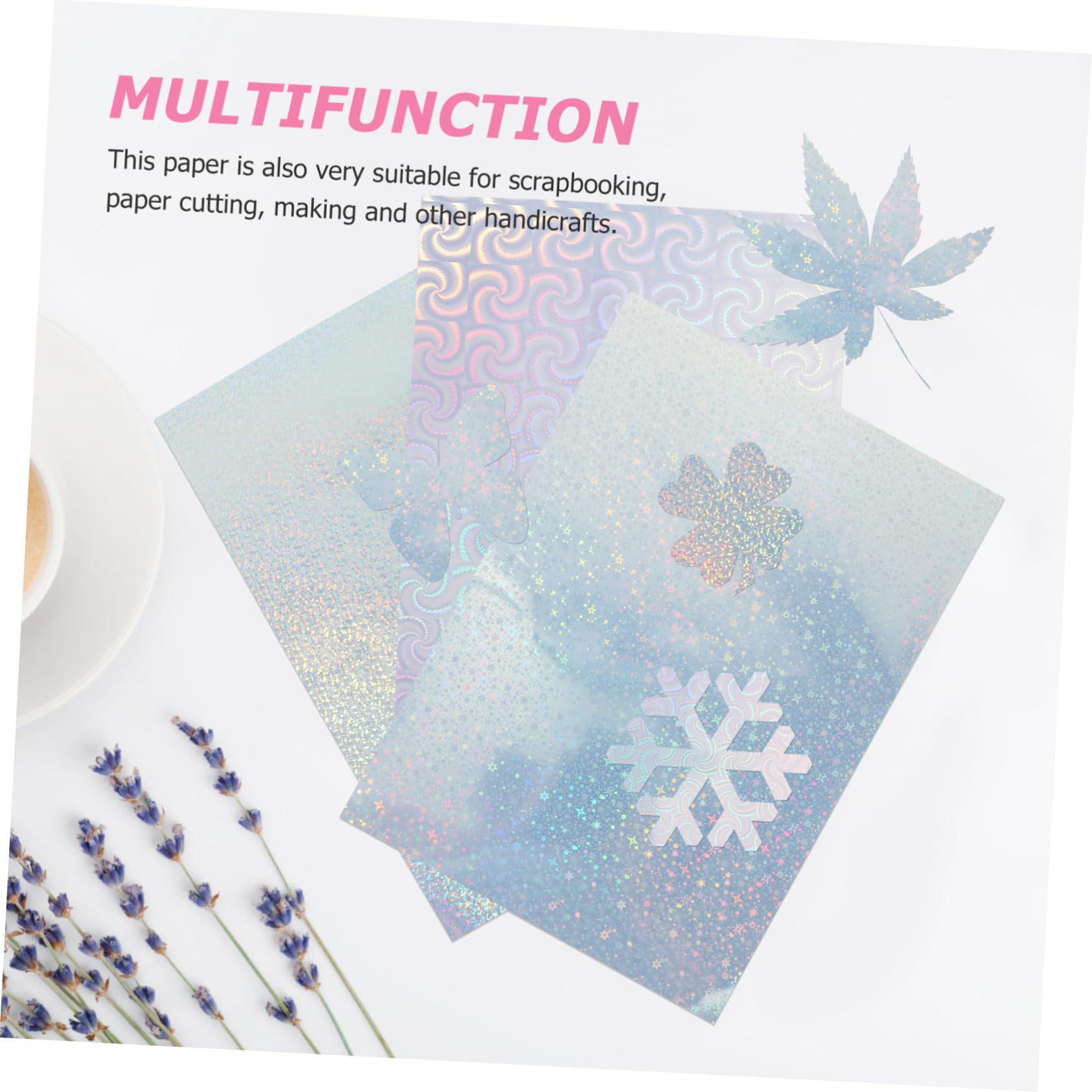 Bedruckbares Aufkleberpapier für Drucker A4, 30 Stück | Holografische Optik, Aluminium Laminatfolie, Stark Haftend und Zuschneidbar, für Büro und Unternehmen