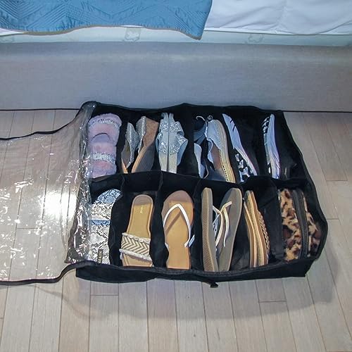 Miniatura 4 de Treasure Gurus - 12 pares transparentes extraíbles para zapatos debajo de la cama, bolsa de almacenamiento oculta, organizador de piso con caja
