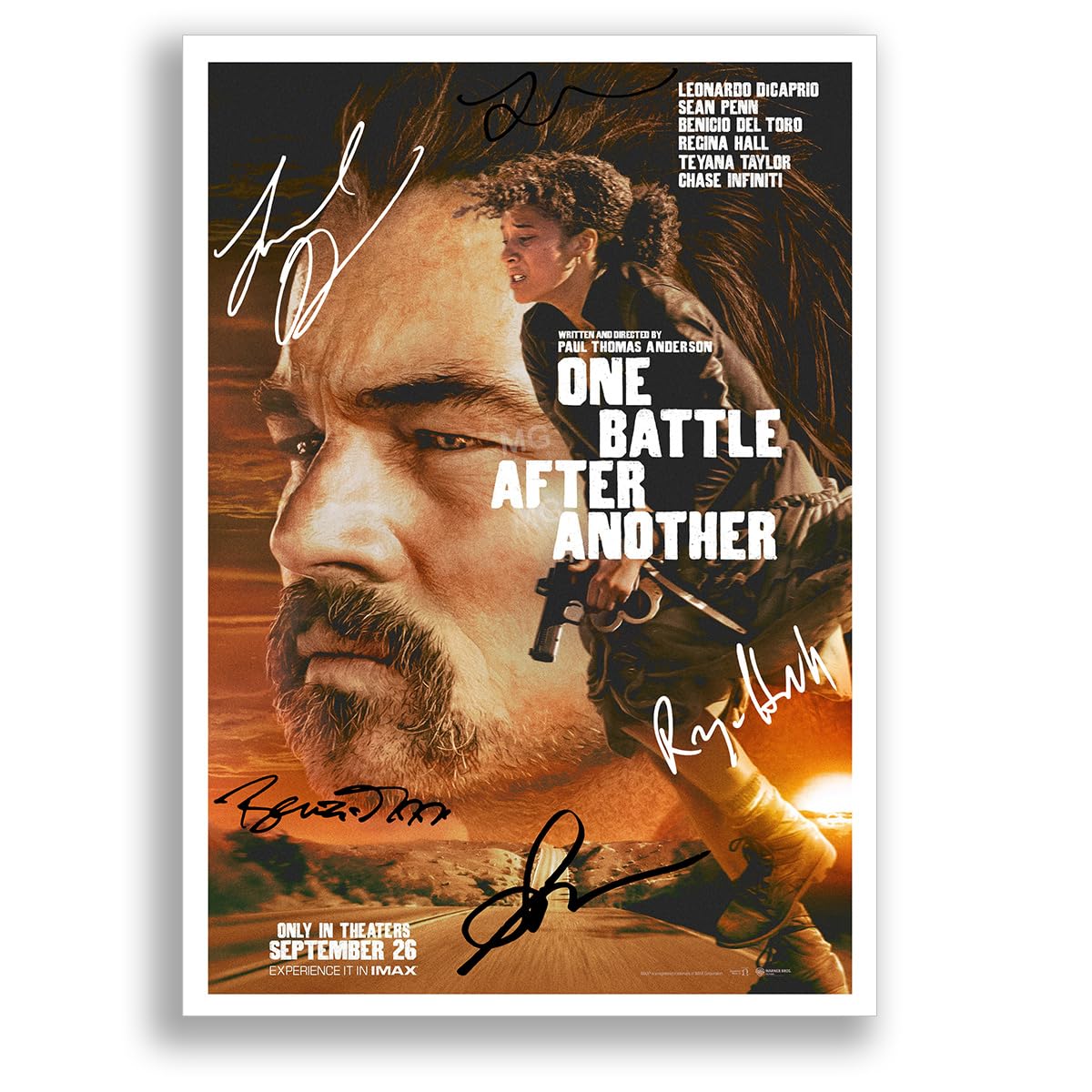 Mounted Gifts Trading One Battle After Another Cast Signed A4 Poster Photo Print Framed Autograph Gift 2025 Movie Leonardo DiCaprio Sean Penn (A4 Poster Only)