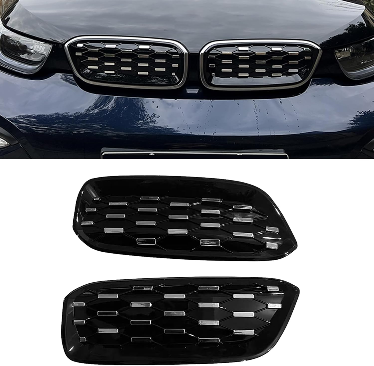 Car Front Bumper Grille Kidney Grill Mesh Cover For BMW i3 I01 LCI 2014-2020 Silver
