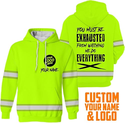 Miniatura 2 de Camisa de alta visibilidad con cita divertida, camisetas de seguridad reflectantes con nombre personalizado, sudadera con capucha divertida de alta