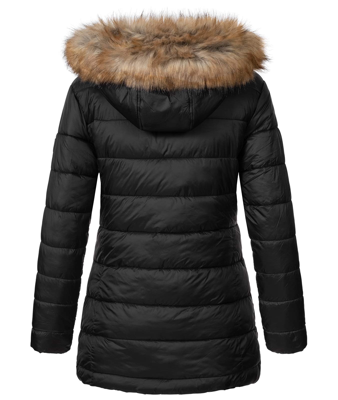 Geographical Norway Damen Winterjacke Parka Damenjacke Damenmantel Wintermantel Damen Jacken Outdoorjacke Warm Kunstfellkragen Gefüttert D-458 Schwarz M
