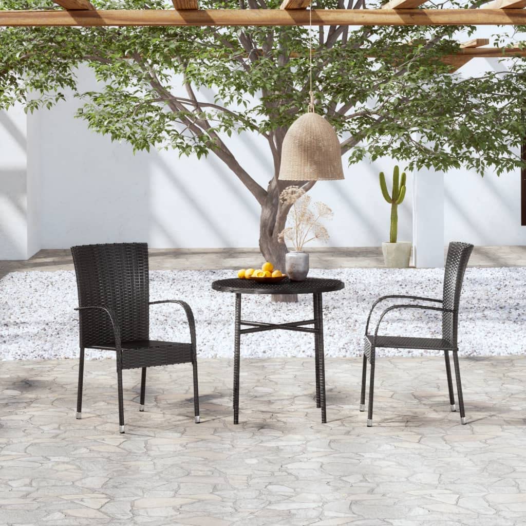 Mobilier à dîner de jardin SKM résine tressée noire pour balcon