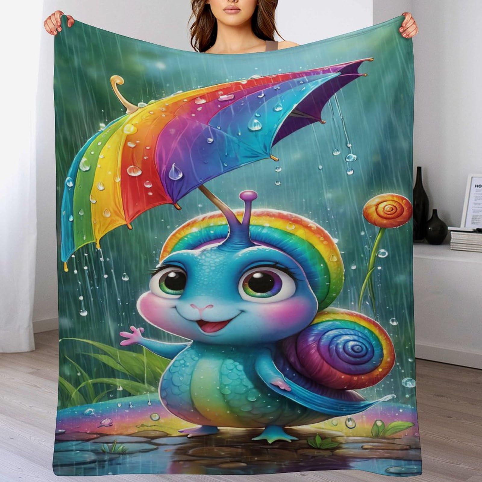 Couverture de canapé salon anti-froid en flannel escargots 150x200