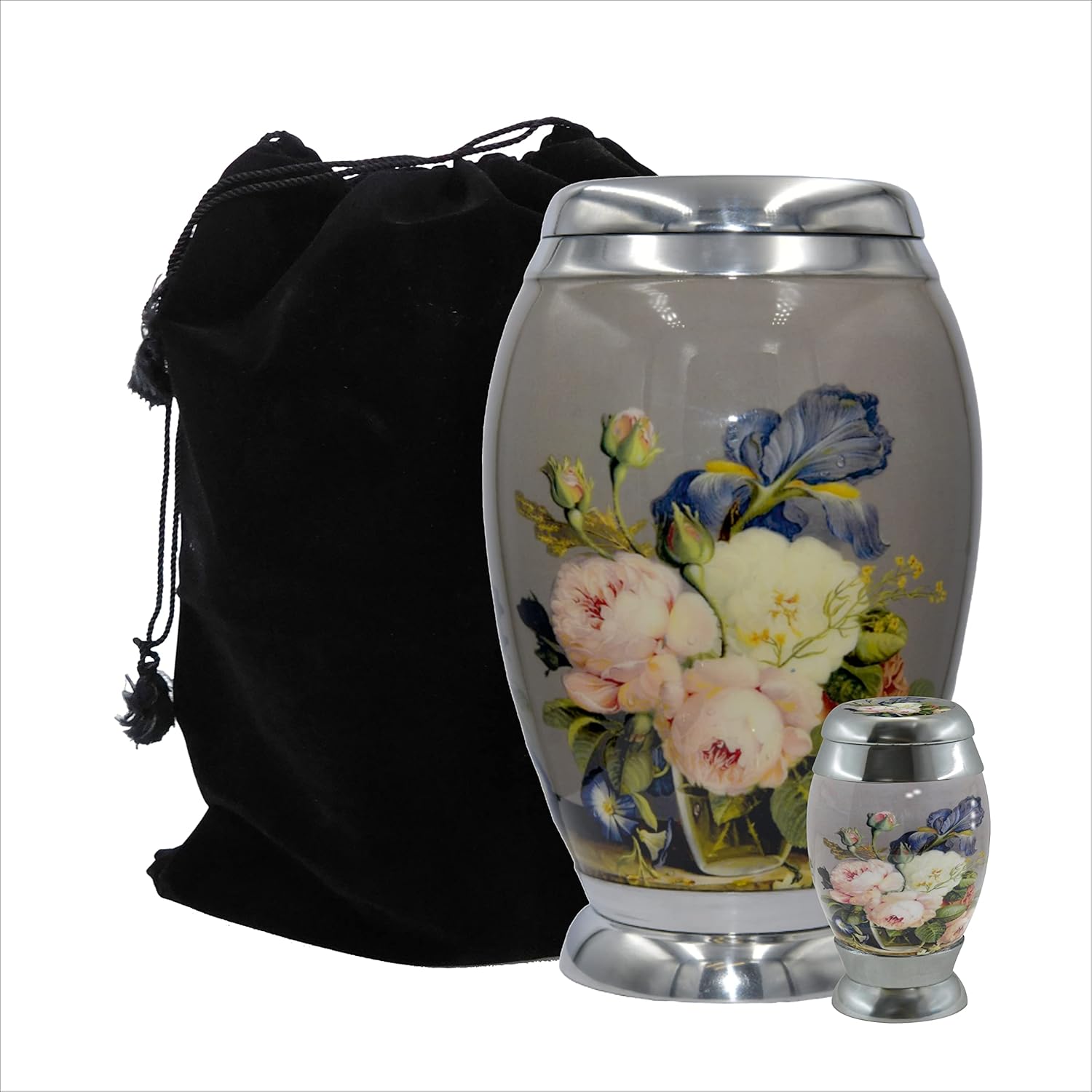 Urn for Human Ashes, Rose Cremation Urn, Memorial Human Urn with Velvet Bag and Personalization