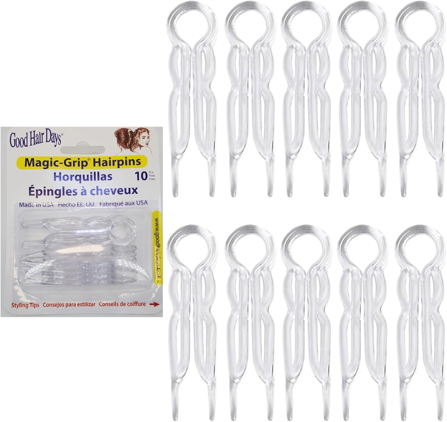 Good Hair Days Hair Pins Plastic, Ushaped Magic Grip Hairpins