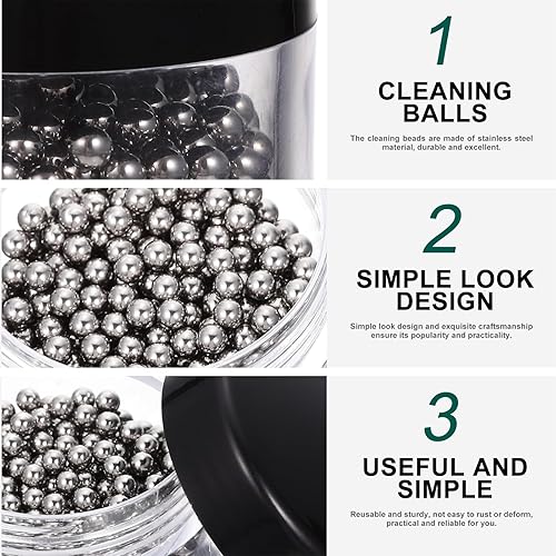 Miniatura 4 de Hemoton 400 cuentas limpias de acero inoxidable de 0.118 in para jarra de vino, botella de vidrio, jarrón, jarra, bolas de limpieza, esferas de