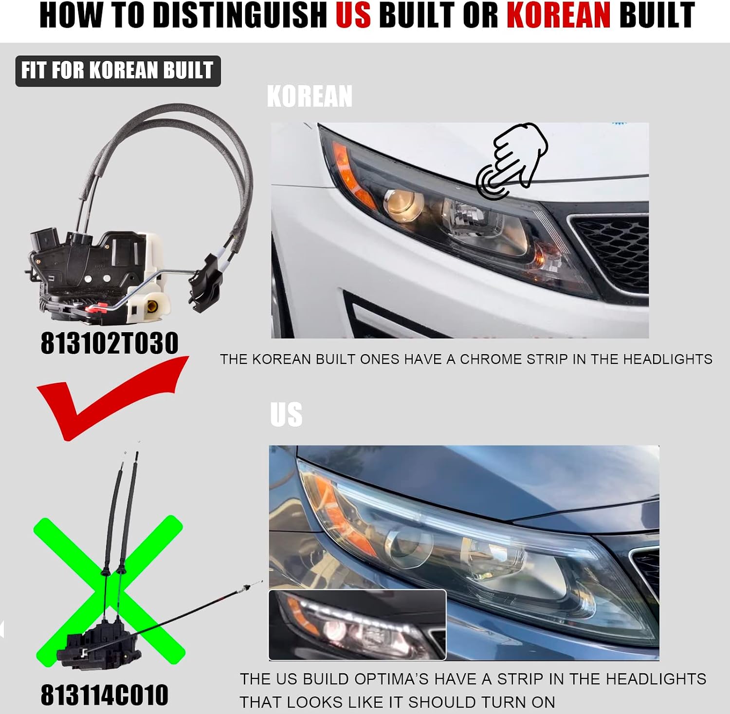 Front Left Door Lock Actuator Compatible for Kia Optima 2011-2013 Replace Driver Side Door Lock Latch-Fit for Korean Built Optima's Sedan (without smart key)