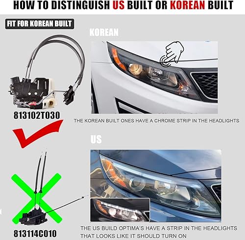 Miniatura 2 de Actuador de bloqueo de puerta delantera izquierda compatible con Kia Optima 2011-2013 Reemplazo de bloqueo de puerta lateral del conductor