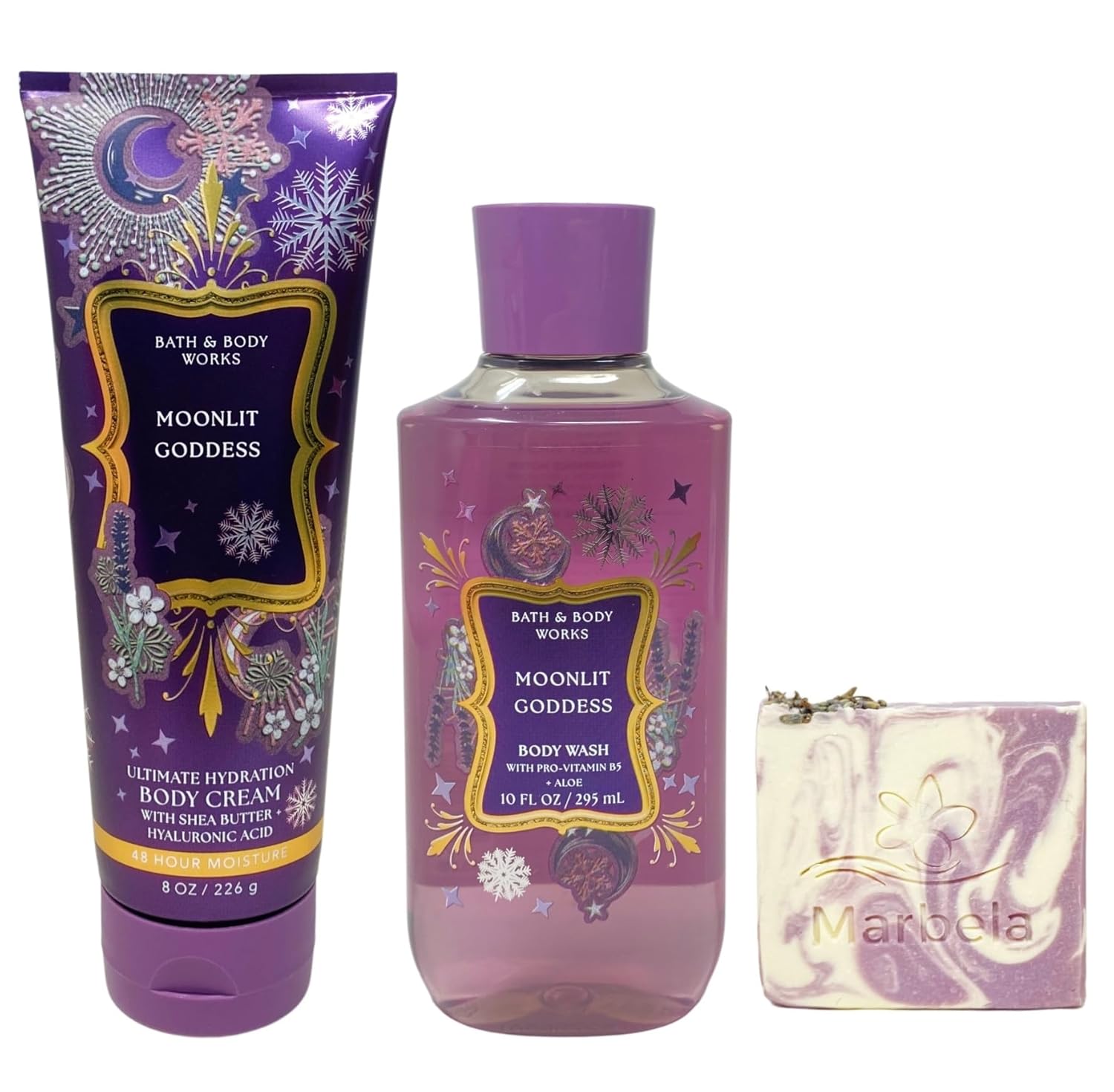 Bath & Body Works Moonlit Goddess - Ultimate Hydration Body Cream and Body Wash - with a Lavender Dream Bar Soap