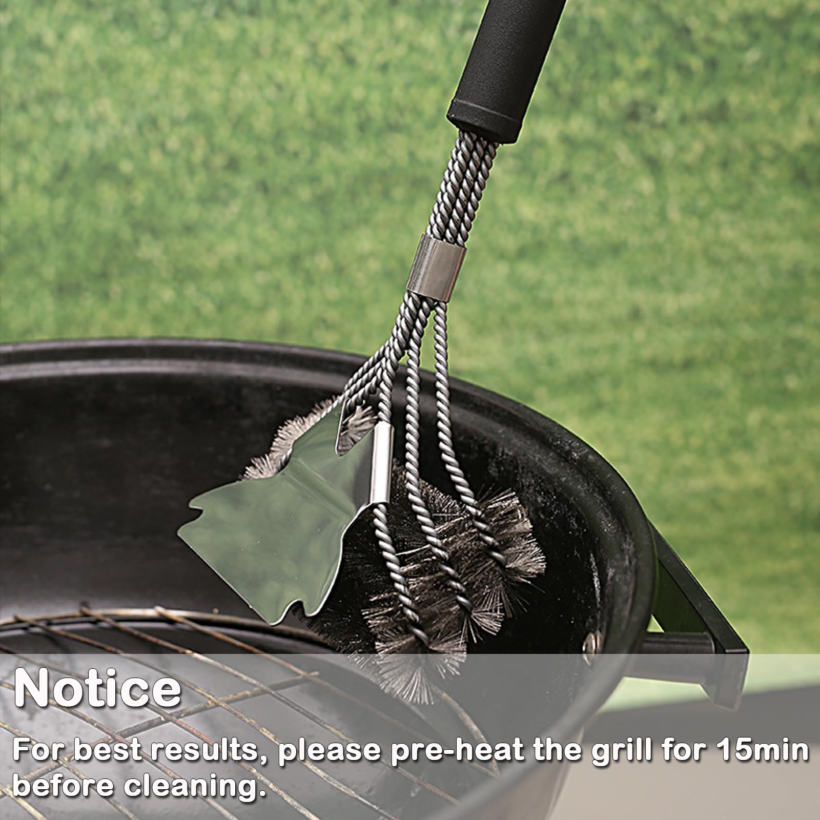 Brosse De Nettoyage Barbecue 360° - Poils Acier Inoxydable - Poignée Longue Antidérapante