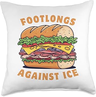 Funny Sub Sandwich Hero for Men Women Anti ICE Agents Throw Pillow