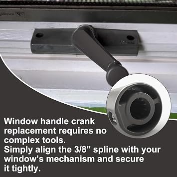 Window Handle Crank Replace H 3966 & H 4106, 3/8 Spline Crank Window Handle, Casement Window Crank Handle of Smooth 360-Degree Operation, 2 - Pack, Stone Color