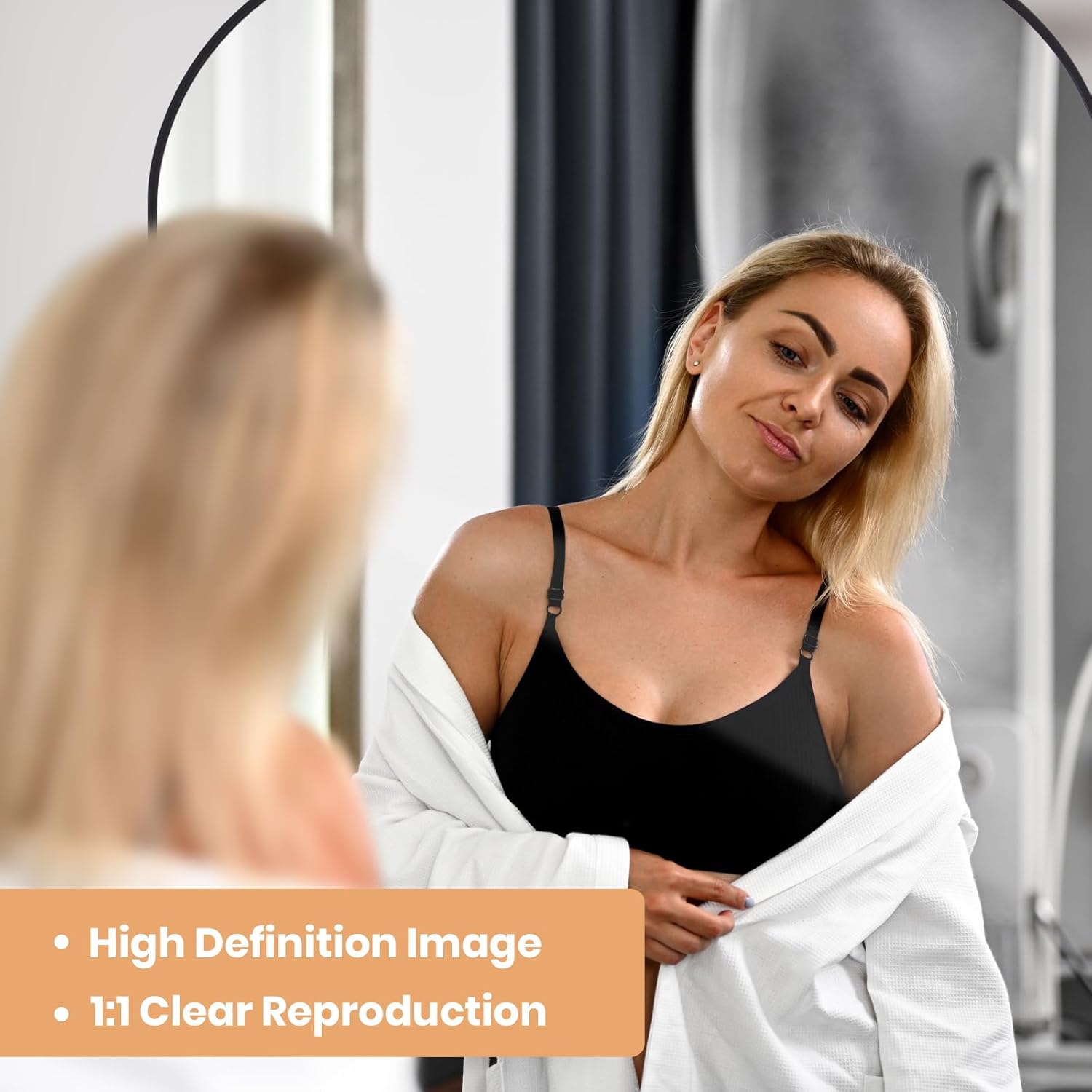 Melodieux Full Length Body Floor Mirror with Stand, 71"x30" Large Standing Mirror Wall Mounted Decor for Living Room Bedroom Hallway, Black