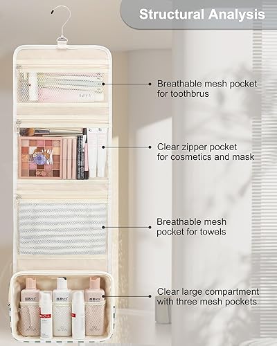 Miniatura 38 de Neceser colgante de viaje para hombres y mujeres, kit de viaje, bolsa de afeitar, impermeable, organizador de maquillaje para baño, ducha, azul