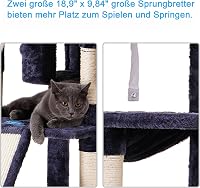 Hey-brother 180 cm XXL macskakarcsoló, szürke, sisal kötéllel, 3 platformmal és 2 házikóval 6