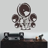 Vista 2 de Vinilo adhesivo de pared para altavoces musicales – Radio Art impermeable extraíble para altavoz – Retro Audio Record House Mural Sticker Sticker