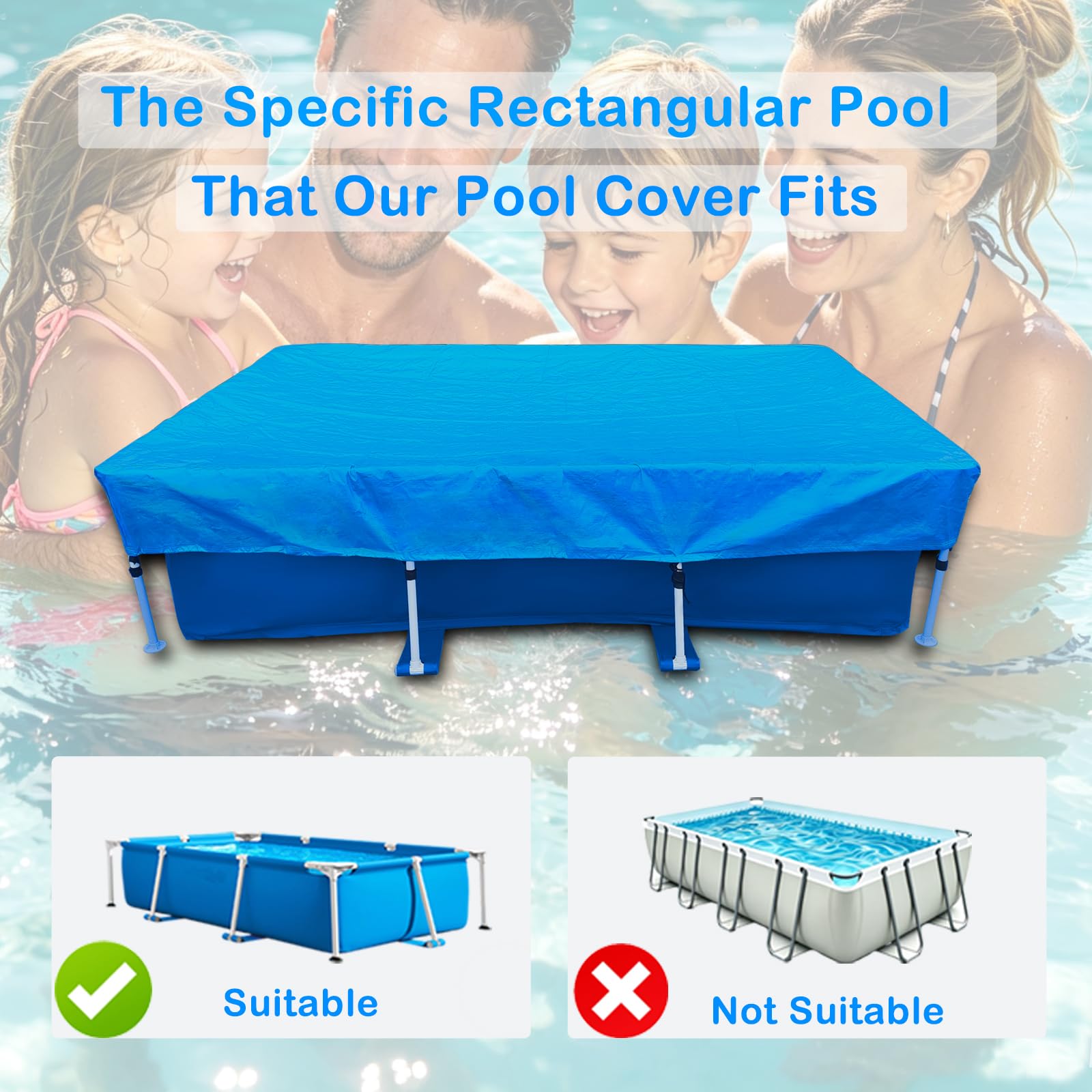 4x2m Cubierta para piscina rectangular para piscinas al aire libre 400x210 cm verano e invierno con cable de sujeción Easy Set antipolvo