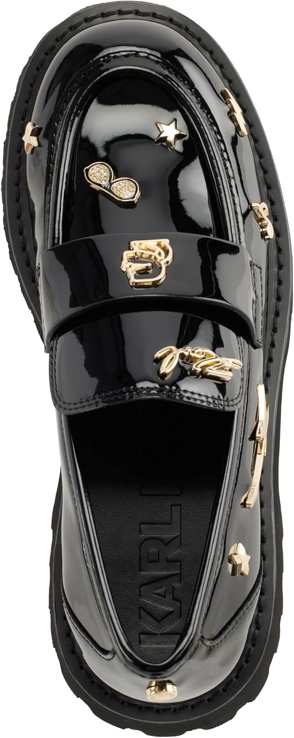 Karl Lagerfeld Womens Gaston Lug Sole Loafer with Pin Embellishments - Image 4