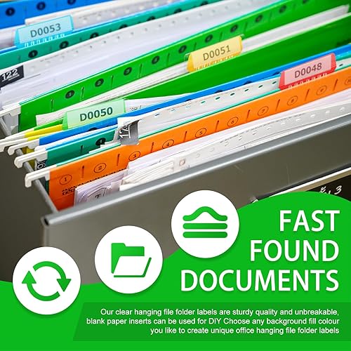 Miniatura 5 de 120 pestañas transparentes para carpetas colgantes de 2.4 pulgadas, etiquetas transparentes para carpetas de archivos colgantes, pestañas de carpeta