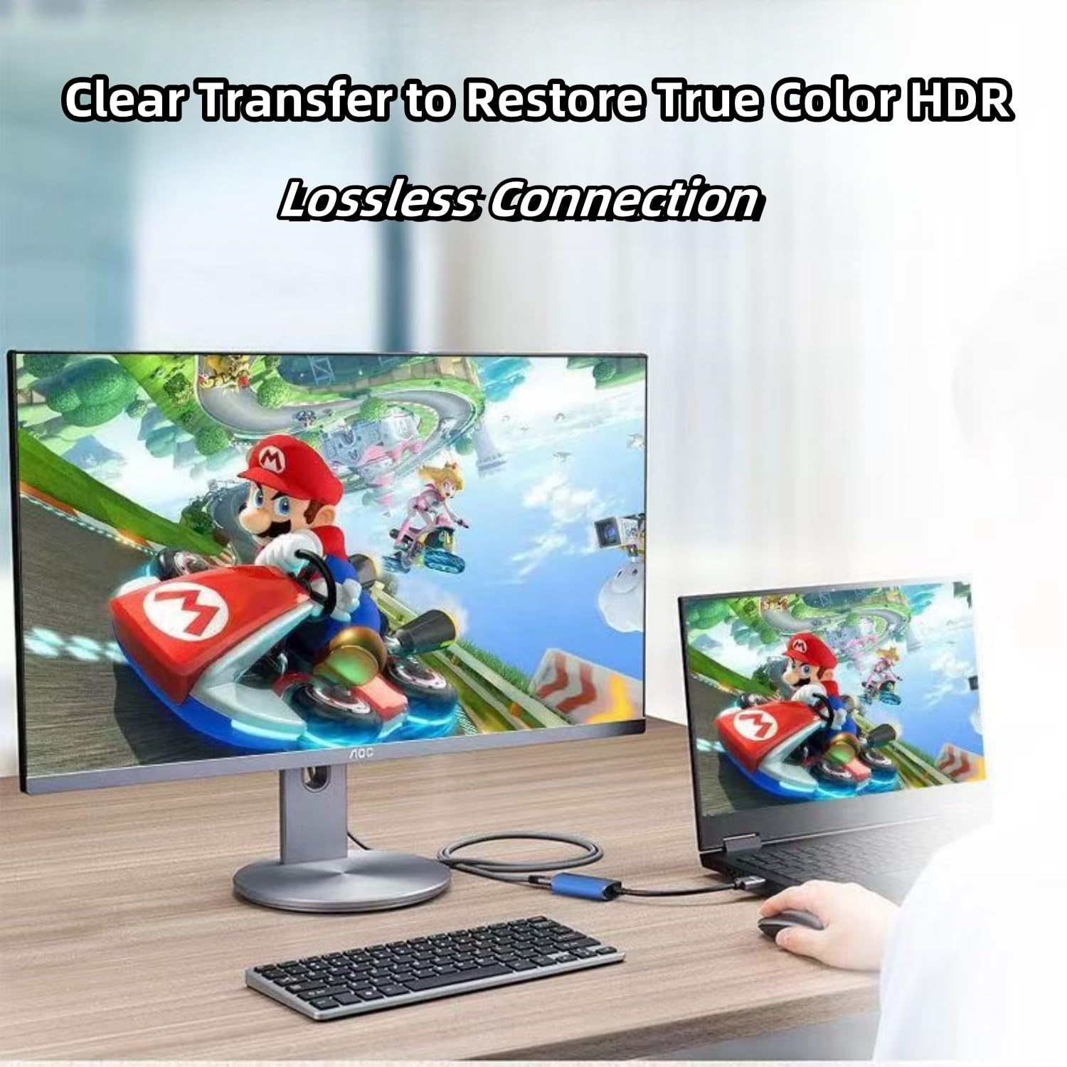 Adapter HDMI na USB C 4K przy 60 Hz, okulary AR kompatybilne z portem XREAL/VITURE/RayNeo/Rokid PD, adapter Plug & Play HDMI na typ C, przenośny monitor z PS4, PS5, Xbox, Switch, laptopa