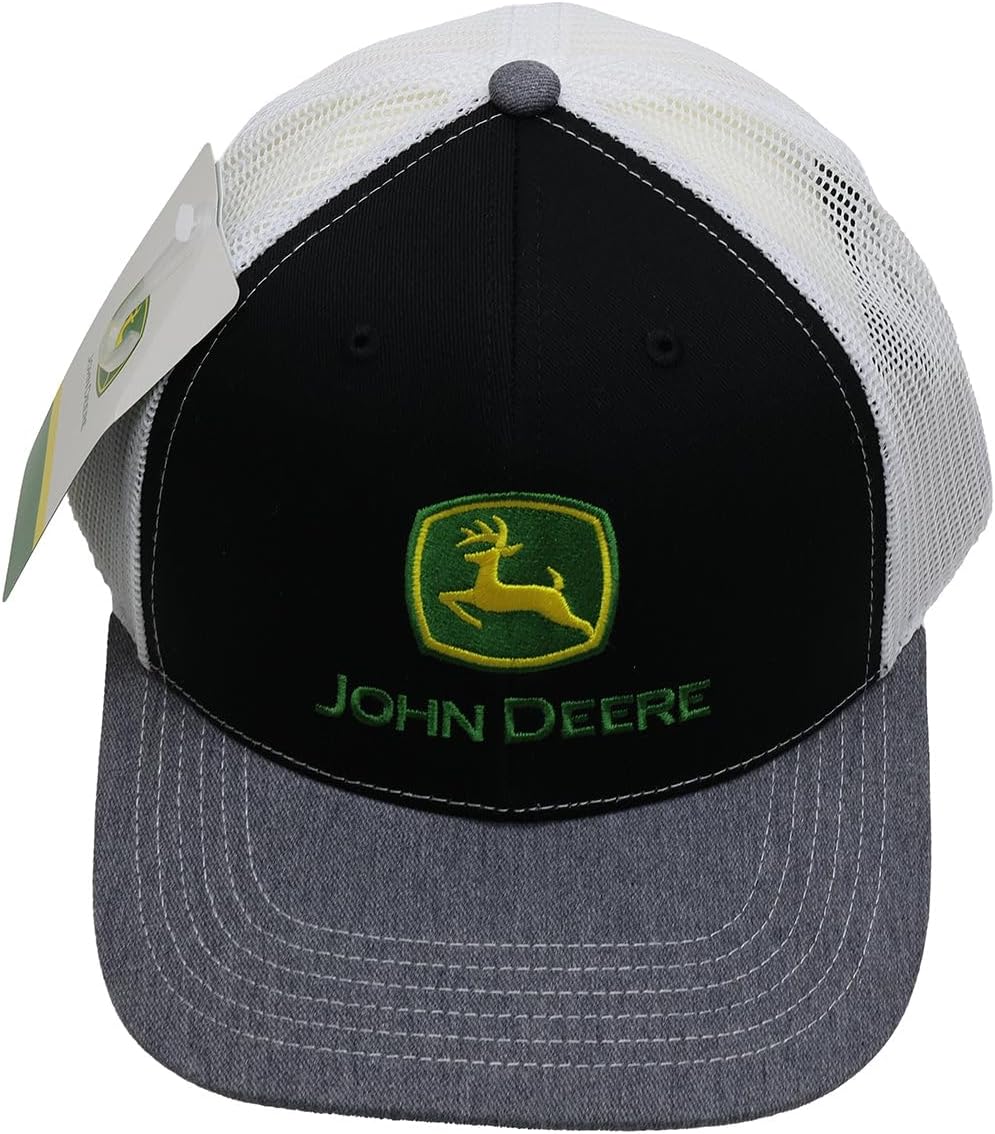 John Deere Men's Moline 112 BK/WH/HG TM Mesh Back Hat/Cap - LP86117