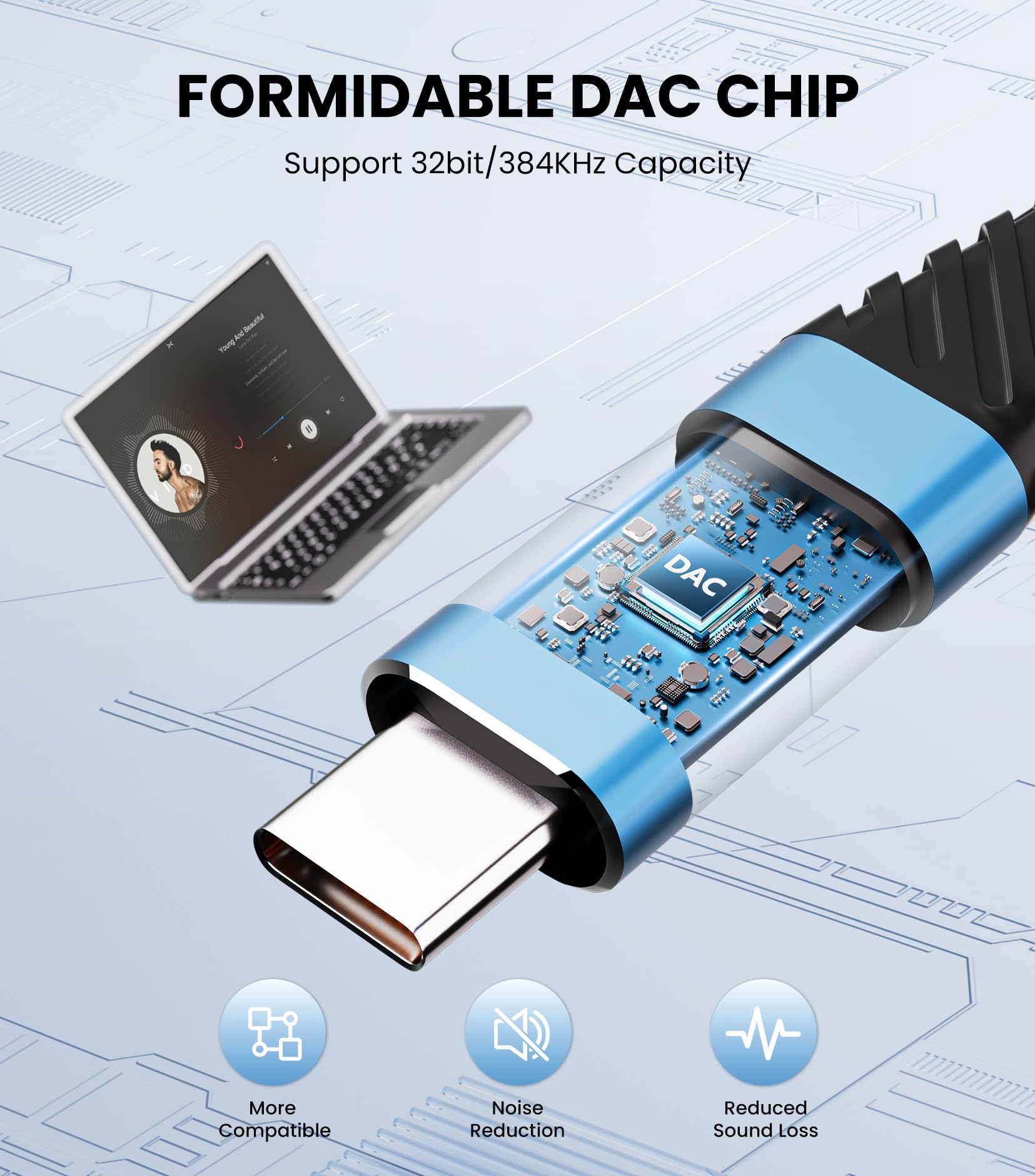 Tisino Adattatore da USB C a jack per cuffie TRS 3,5 mm (1 m) cavo USB C AUX femmina 384 kHz/32 bit per iPhone 16/15 Samsung S20/S20 Ultra Pixel 4/4XL