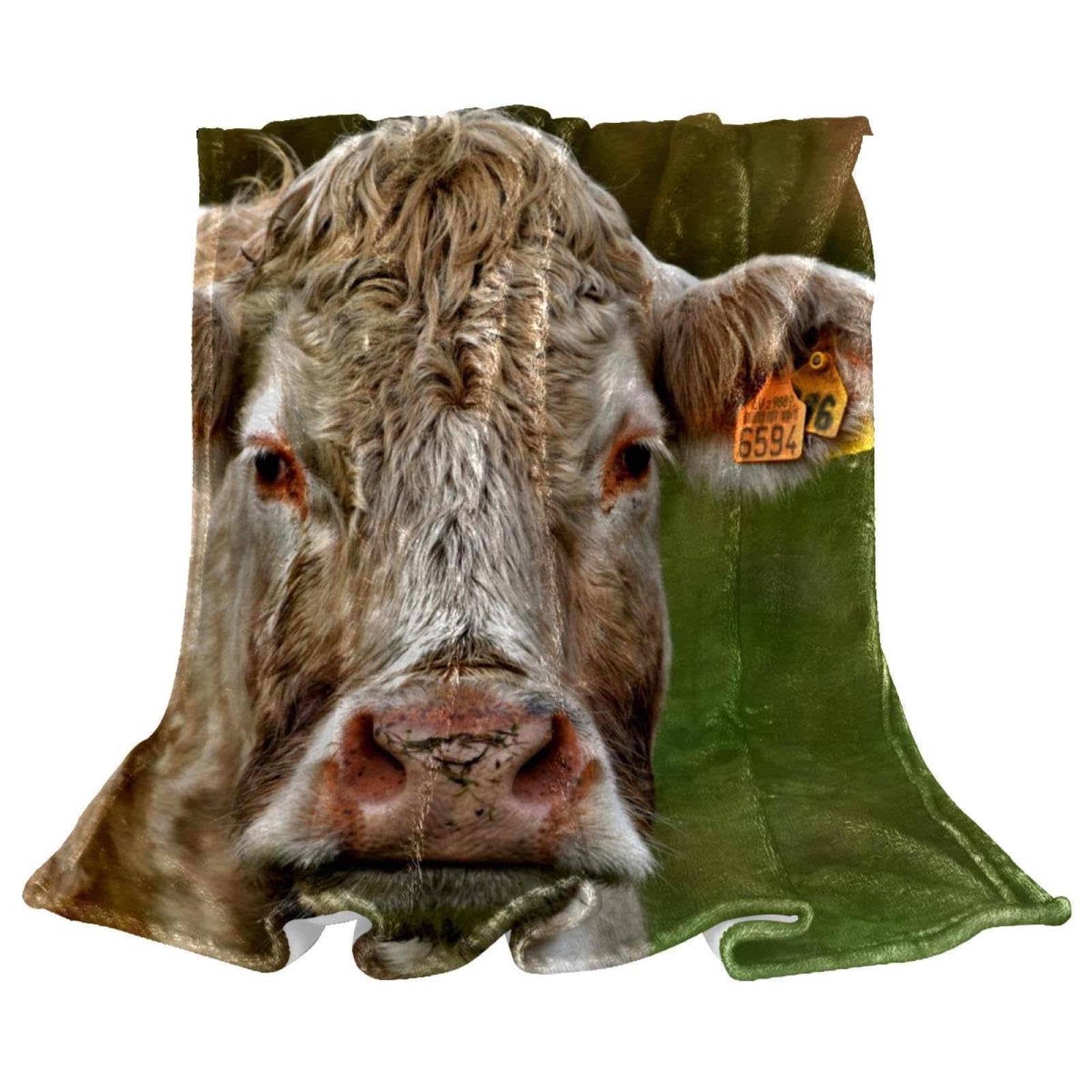 Couverture polaire vache microfibre douce jeté de canapé 150x100cm