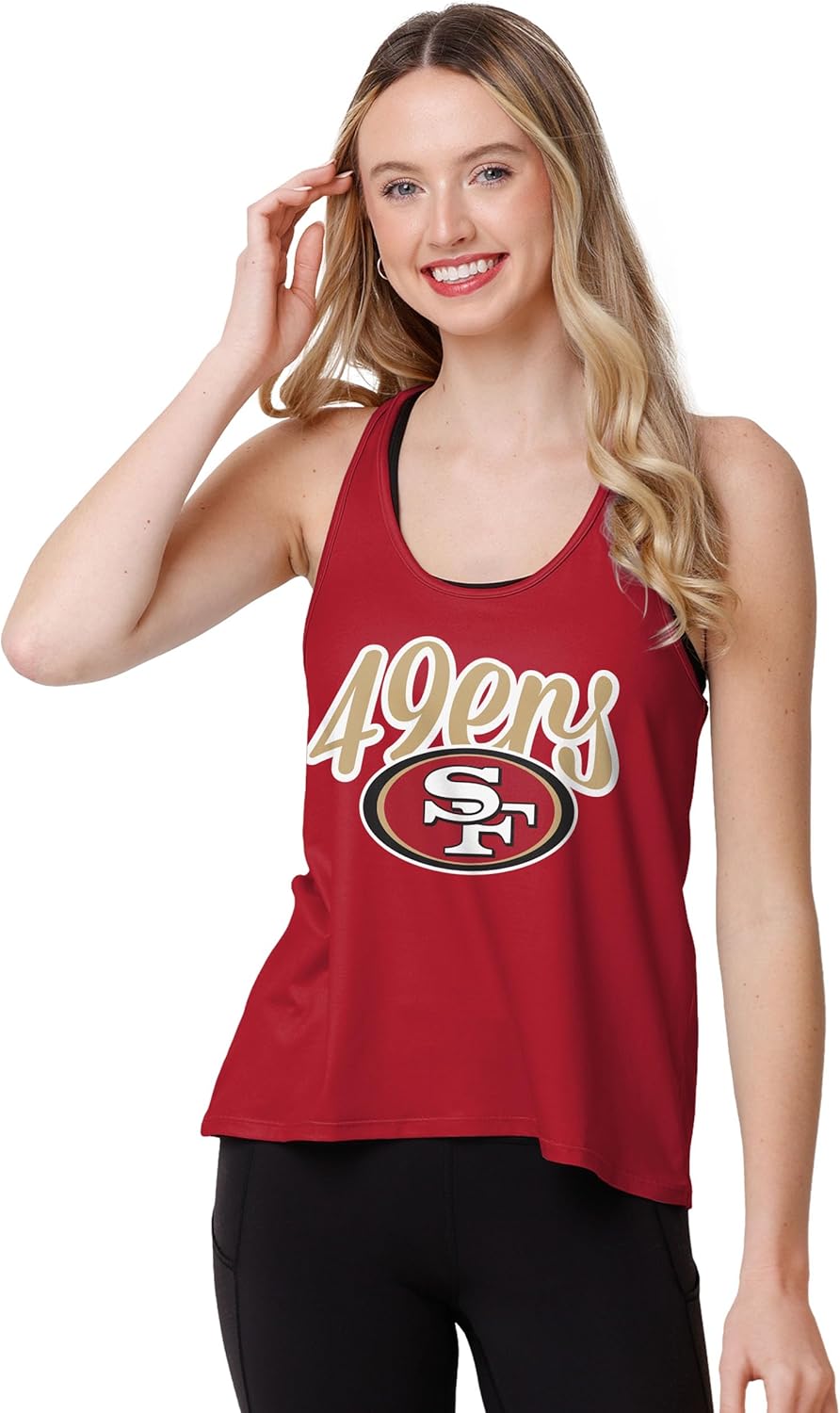 FOCO NFL Womens NFL Ladies Fashion Wordmark Team Stripe Sleeveless Tank Top Shirt