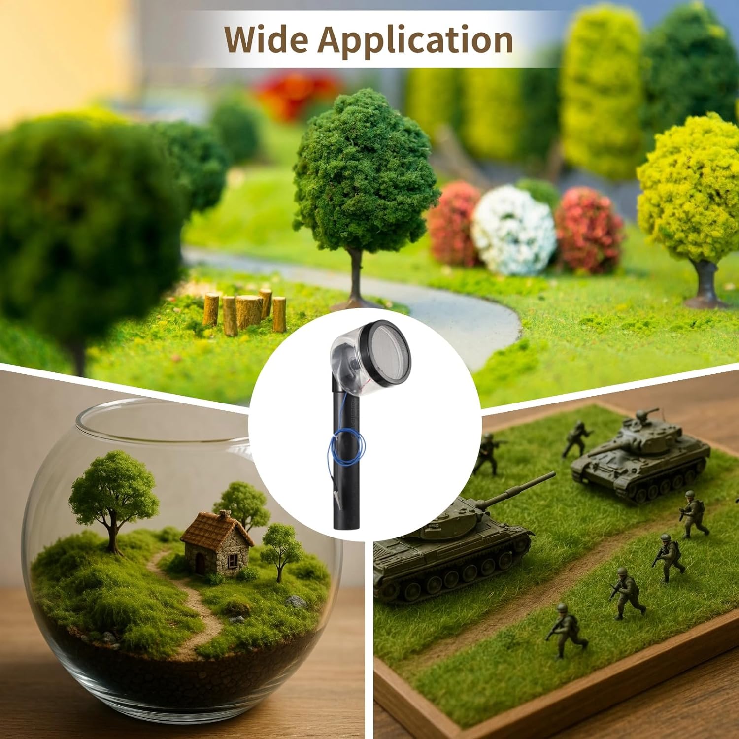 Static Grass Applicator Flocking Kit - Sand Table Model Materials Set,ncludes 6 Colors Grass and Brush,ABS Applicator with Anti-Slip Handle for Miniatures Landscape Craft