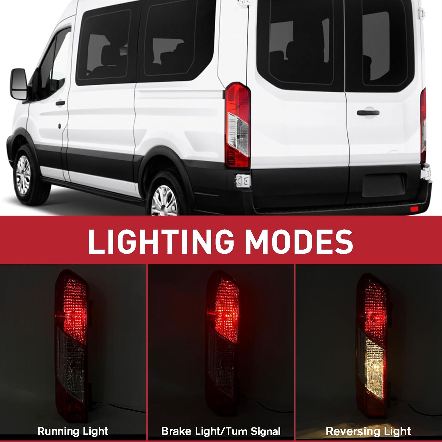Tail Light Rear Lamp Assembly Compatible for 2014-2025 Ford Transit 150 250 350 Left Driver Side CK4Z13405G FO2800242C