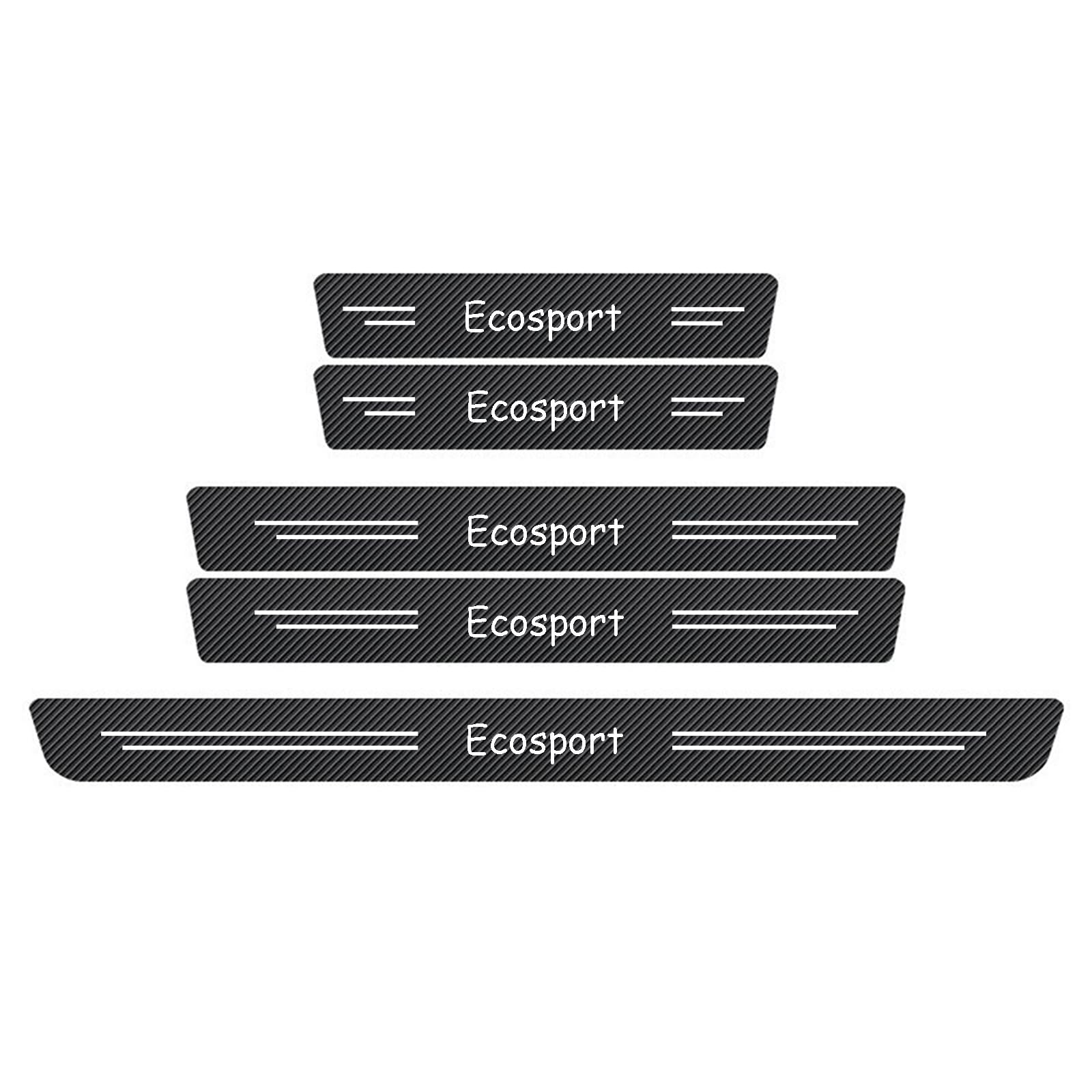WXH97F 5PCS Car Door Sill Protector for FORD ECOSPORT 2013-2025 2026, Carbon Fibre Effect Kick Plates, Welcome Pedal Step Guard, Rear Boot Bumper Strip, Self-Adhesive Anti-Scratch Protection Sticker