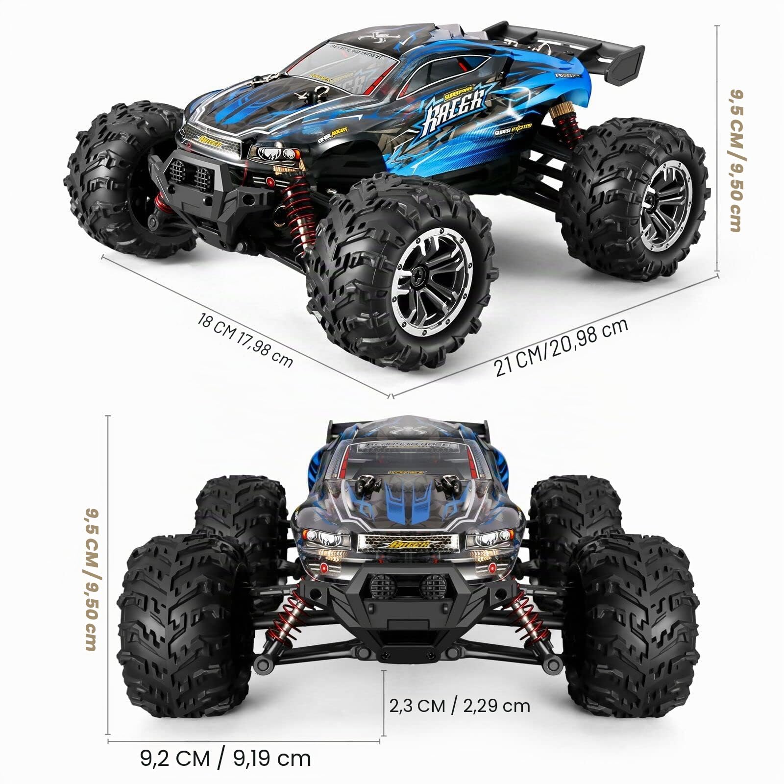 YONCHER YC100 Voiture Télécommandée Tout Terrain, 1:20 4WD 36km/h RC Voiture, Camion Telecommande à Grande Vitesse, 2.4GHz Crawlers RC avec 2 Piles 50min+ Temps de Jeu pour Adultes Enfants