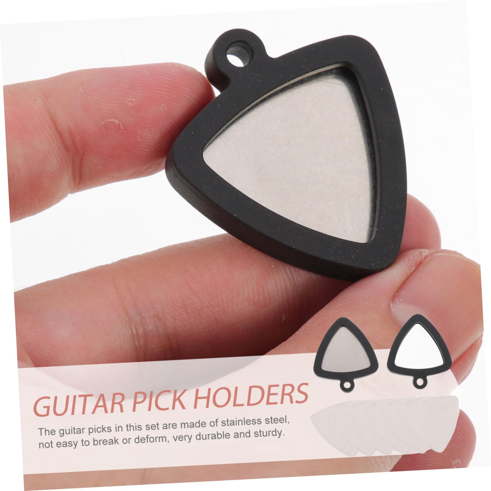 ibasenice 5sets Supporti Per Plettro Silicone Con Plettro Acciaio Inossidabile Accessori Per Chitarra Per Folk Elettrica e Acustica Pratico Per Musicisti