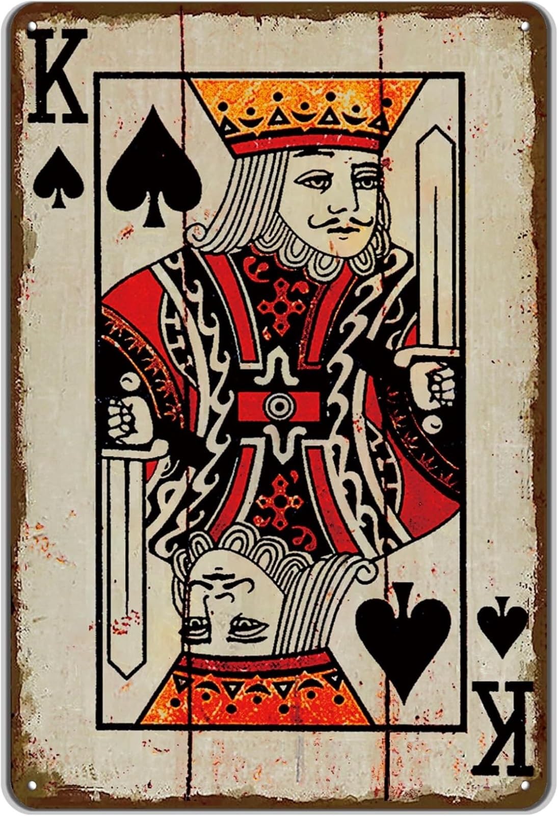 GYQYJPFZM Retro Metal Tin Sign Spades King Poker Theme Wall Decor for Man Cave Garage Bar Cafe Pub Home 8 X 12 in