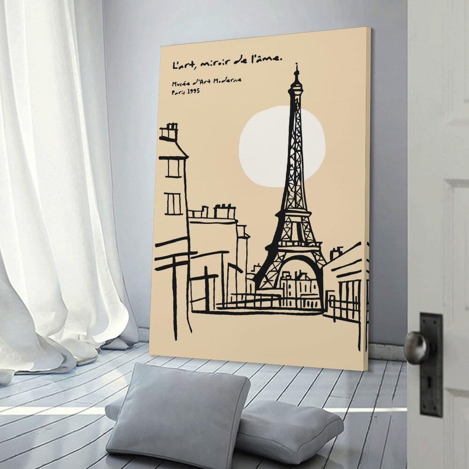 Parisian Scene with Eiffel Tower(2) Canvas Wall Art 24x36inch(60x90cm), for Home Lounge, Bedroom Or Reading Nook, Eye Catching Artwork for Blank Walls