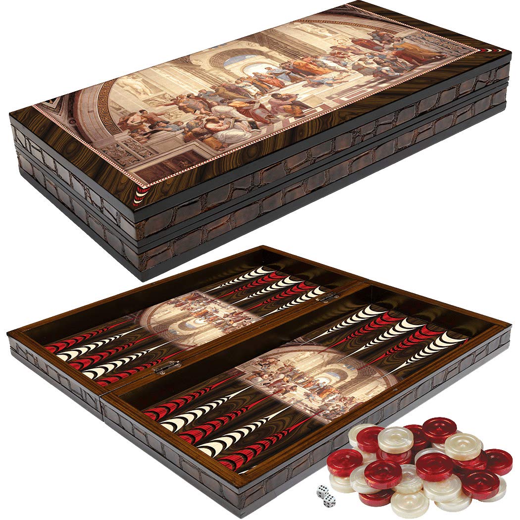 Deluxe Wooden Backgammon Set XXL Format 50 x 50 cm (Platon)