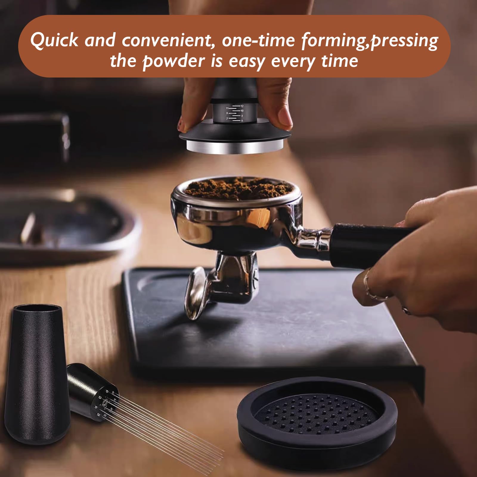 Tamper à Café 58 Mm Réglable Avec Échelle – Presse Espresso Calibrée à Ressort Jemcgrl