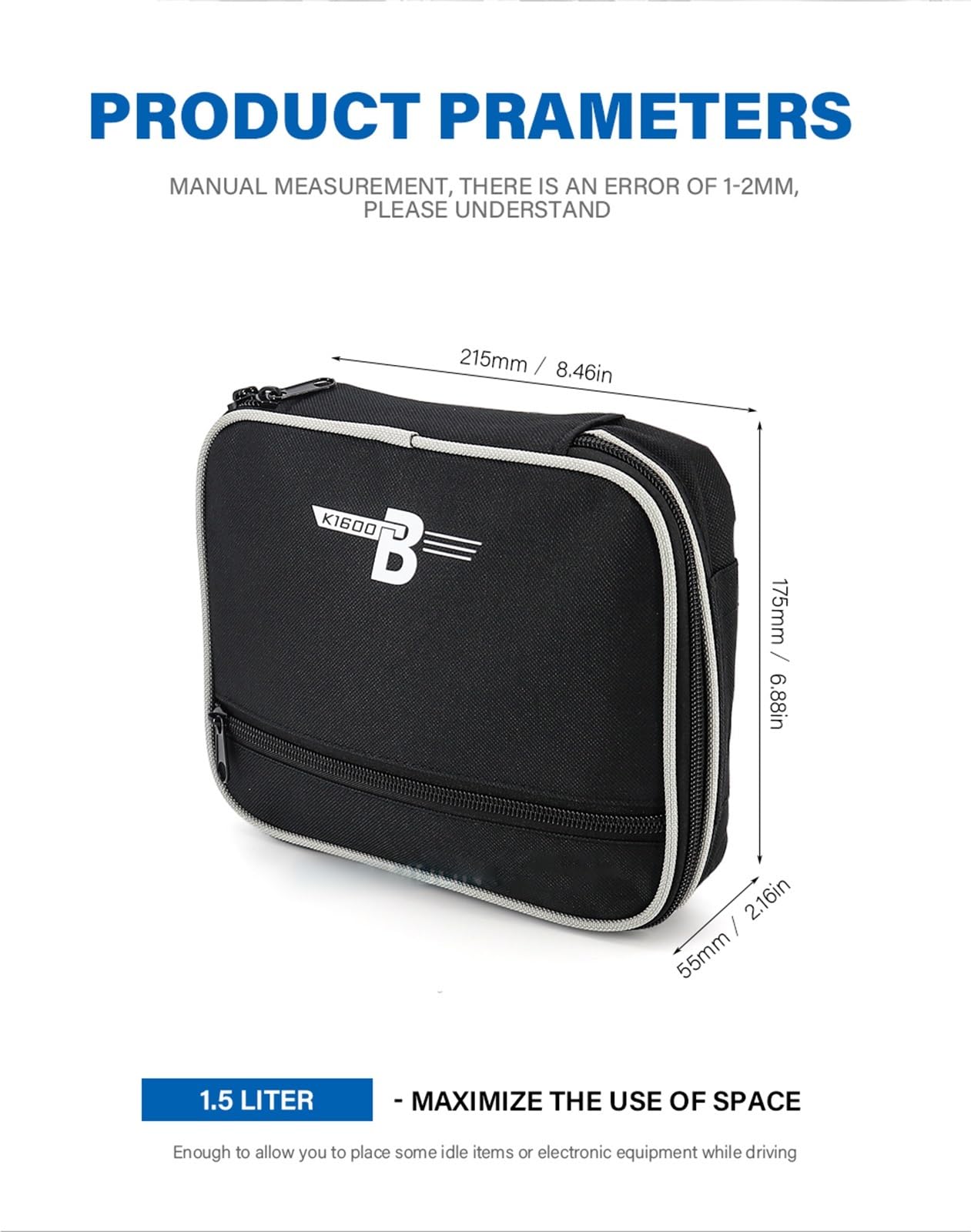 Sac De Rangement Étanche pour Guidon Moto, À Outils Voyage pour K1600B K 1600 B K1600 Grand America GA