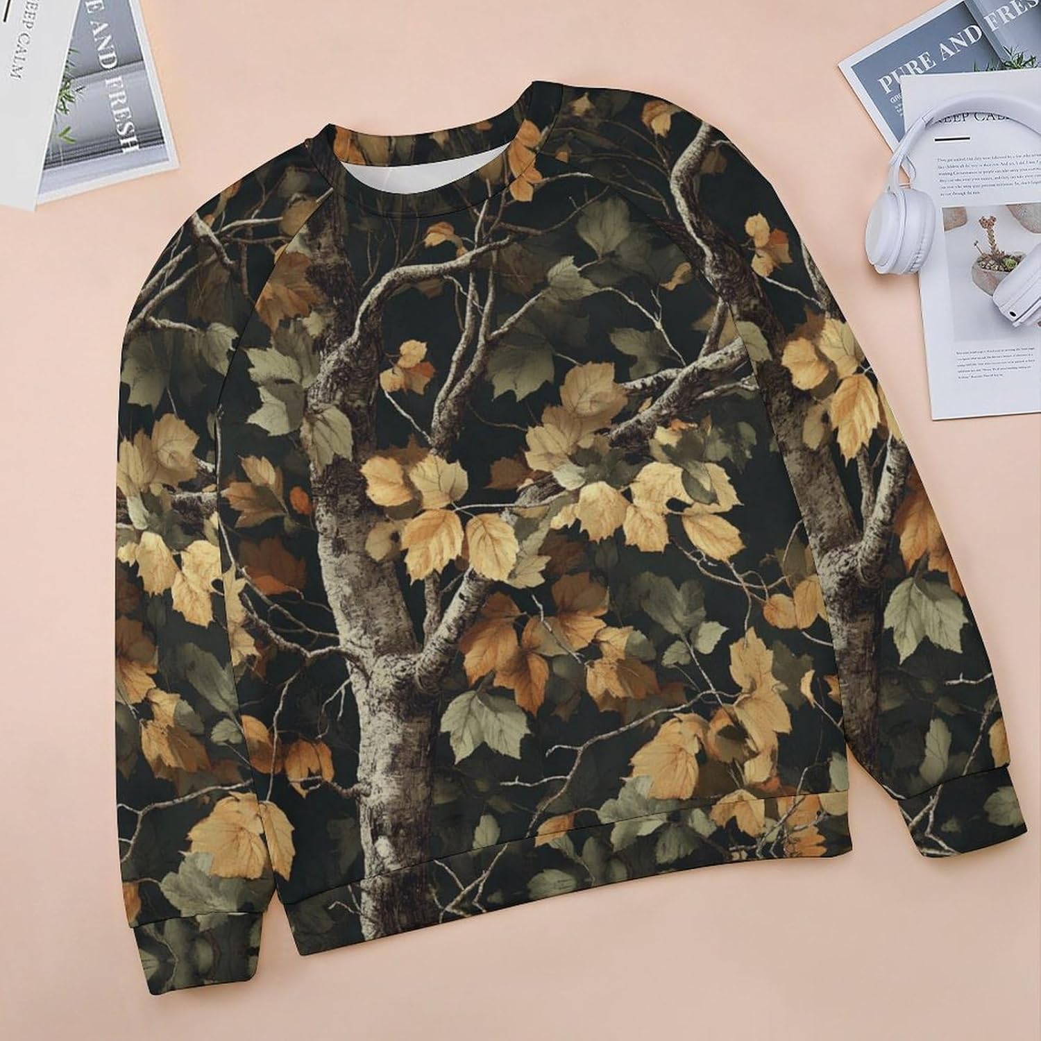 ZOCAVIA Womens Fall Crewneck Sweatshirts Fashion Casual Long Sleeve Pullover Tops Country Camo Maple Graphic Shirts Oversized - Image 3