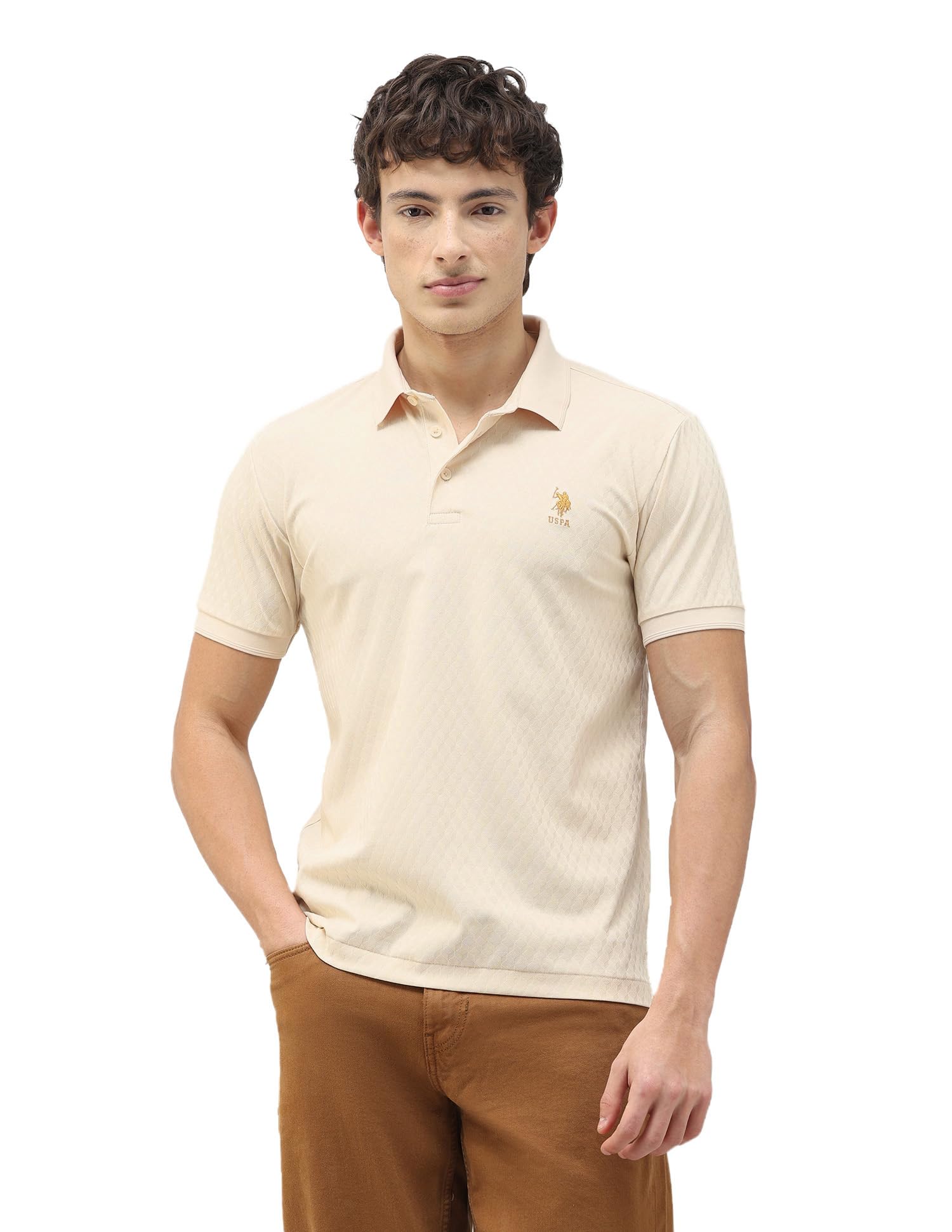 U.s.Polo Association Men's Geometric Patterned Knit Slim fit Polo Shirt-image-14