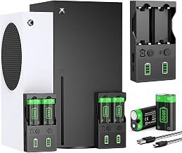 2 Pack 2650mAh Rechargeable Battery Pack with Charger for Xbox Series X|S,Xbox One/One S/X/Elite Controller, Fast Charging Battery Charger Kit Support Connecting to Xbox Series X|S Console (Black)